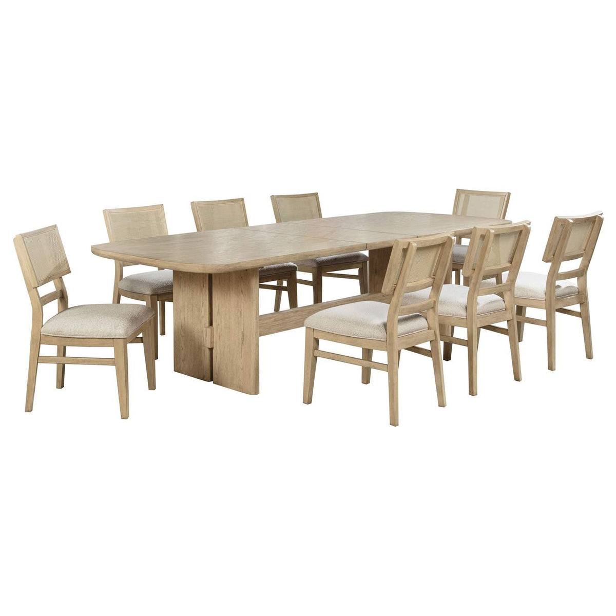 109381-S9 Kailani 9-piece Rectangular Wood Dining Table Set Beige Oak