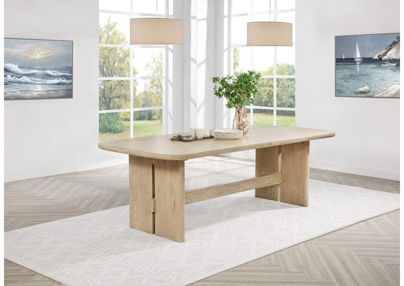 109381 Kailani 110-inch Rectangular Wood Dining Table Beige Oak