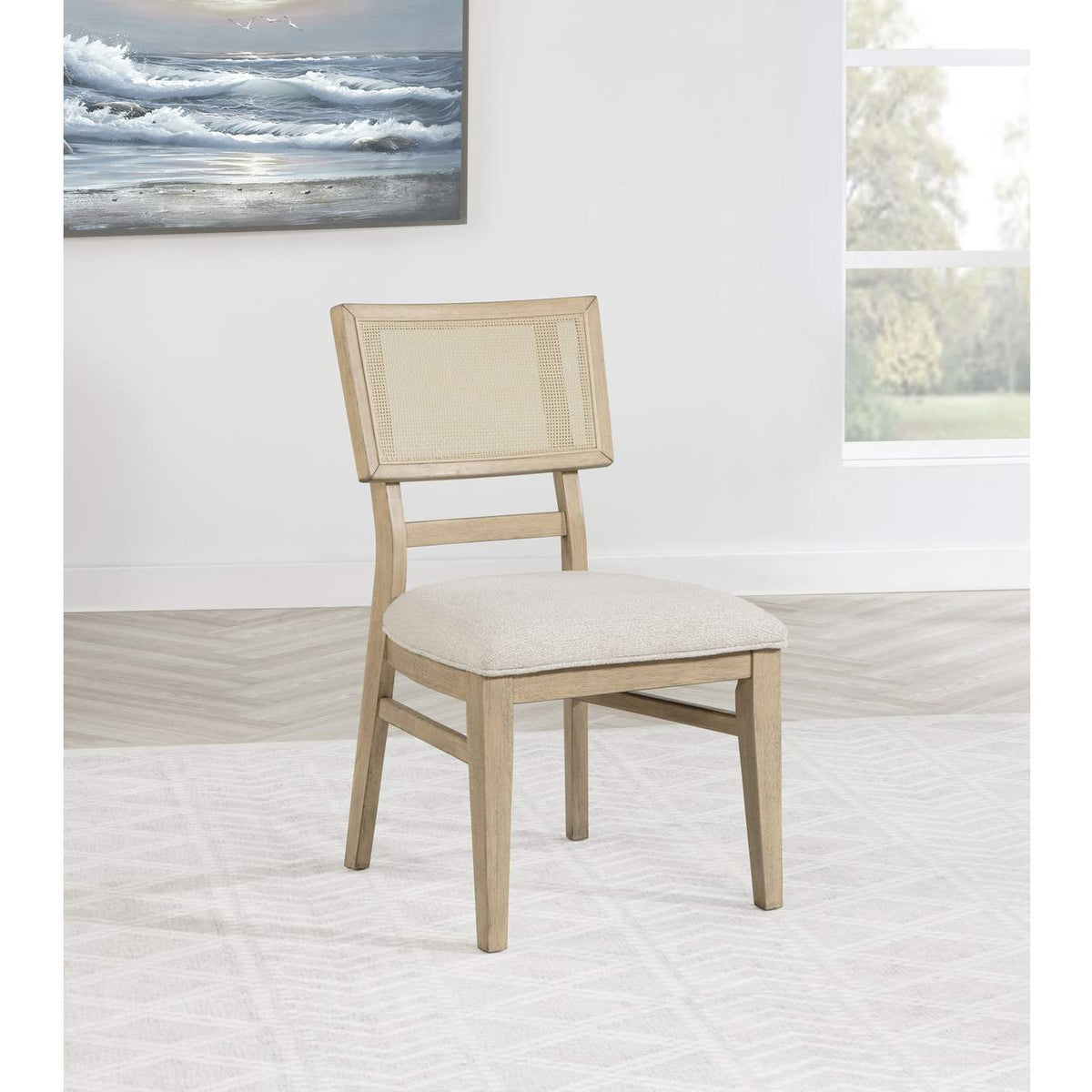109382 Kailani Rattan Cane Dining Side Chair Beige Oak (Set of 2)
