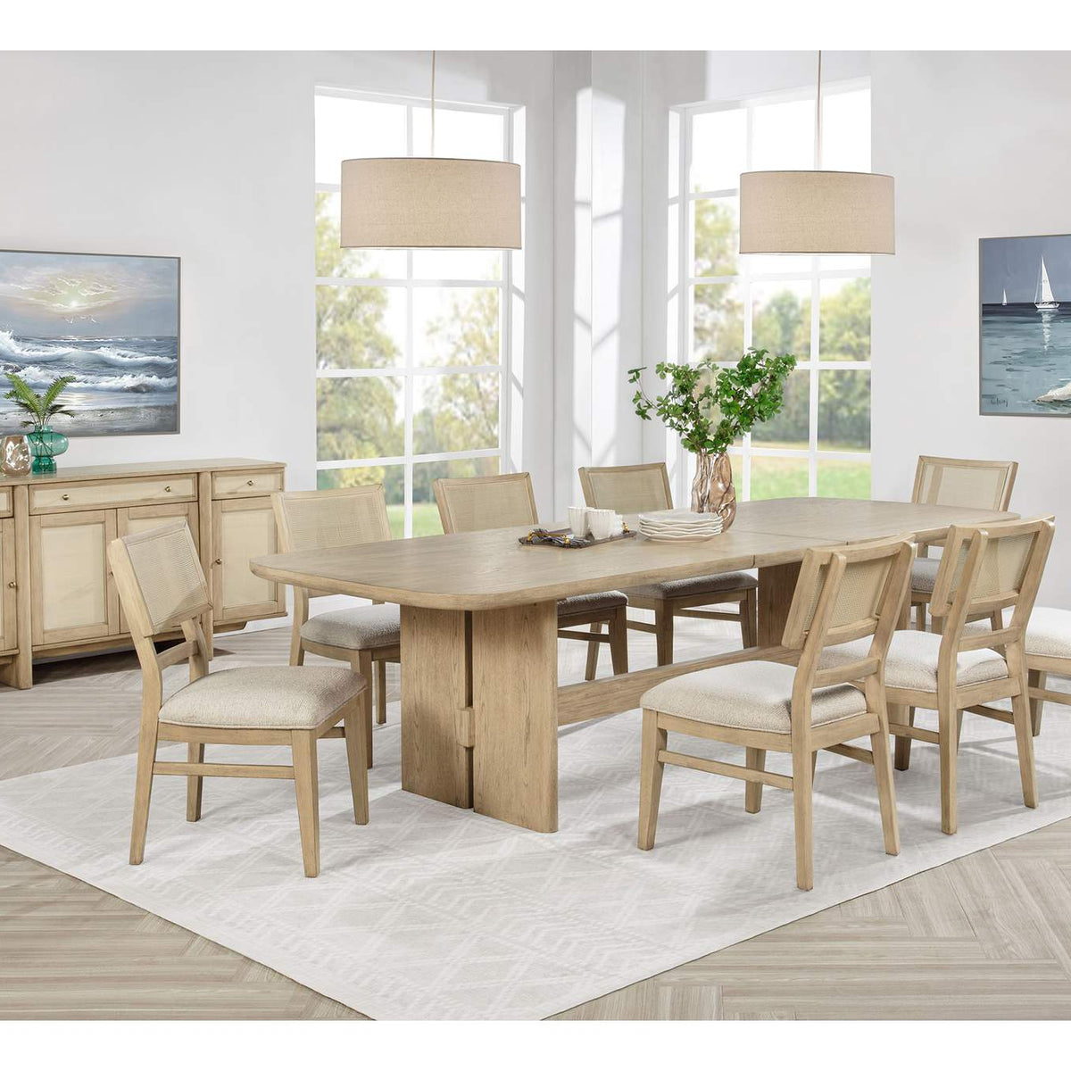 109382 Kailani Rattan Cane Dining Side Chair Beige Oak (Set of 2)