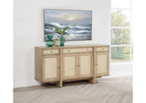 109385 Kailani 4-door Cane Sideboard Buffet Cabinet Beige Oak