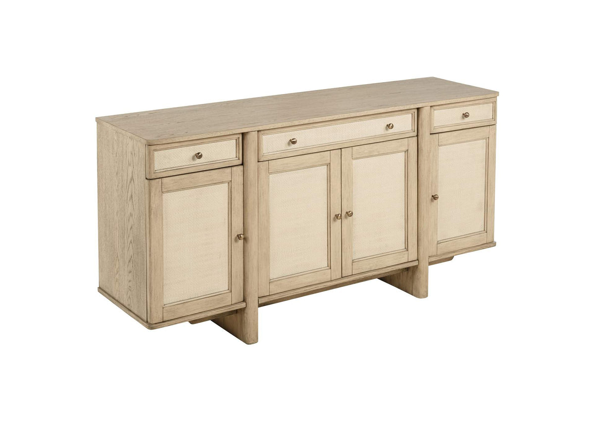 109385 Kailani 4-door Cane Sideboard Buffet Cabinet Beige Oak