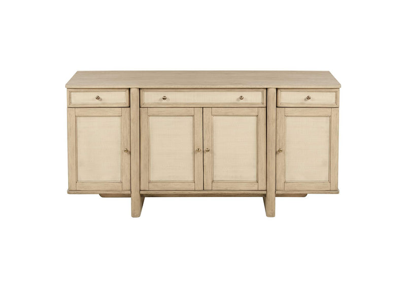 109385 Kailani 4-door Cane Sideboard Buffet Cabinet Beige Oak