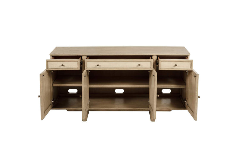 109385 Kailani 4-door Cane Sideboard Buffet Cabinet Beige Oak