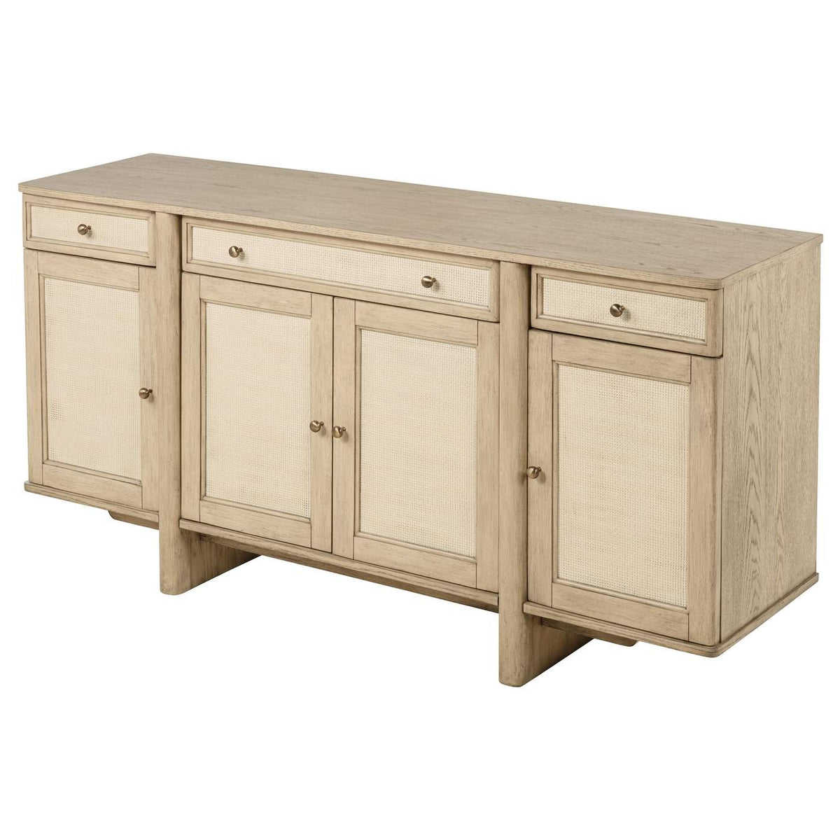 109385 Kailani 4-door Cane Sideboard Buffet Cabinet Beige Oak