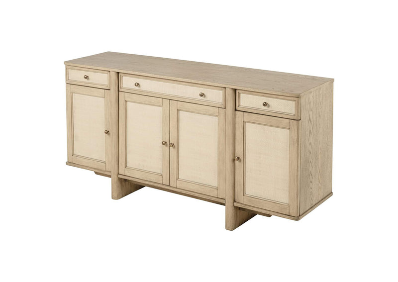 109385 Kailani 4-door Cane Sideboard Buffet Cabinet Beige Oak