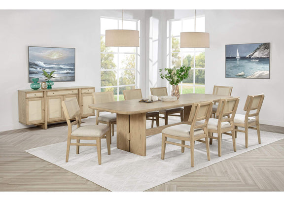 109385 Kailani 4-door Cane Sideboard Buffet Cabinet Beige Oak