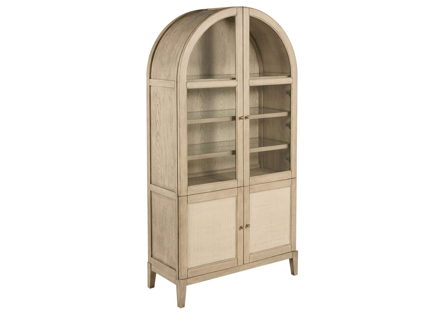 109386 Kailani 4-Door Cane Dining Vitrine Display Cabinet Beige Oak