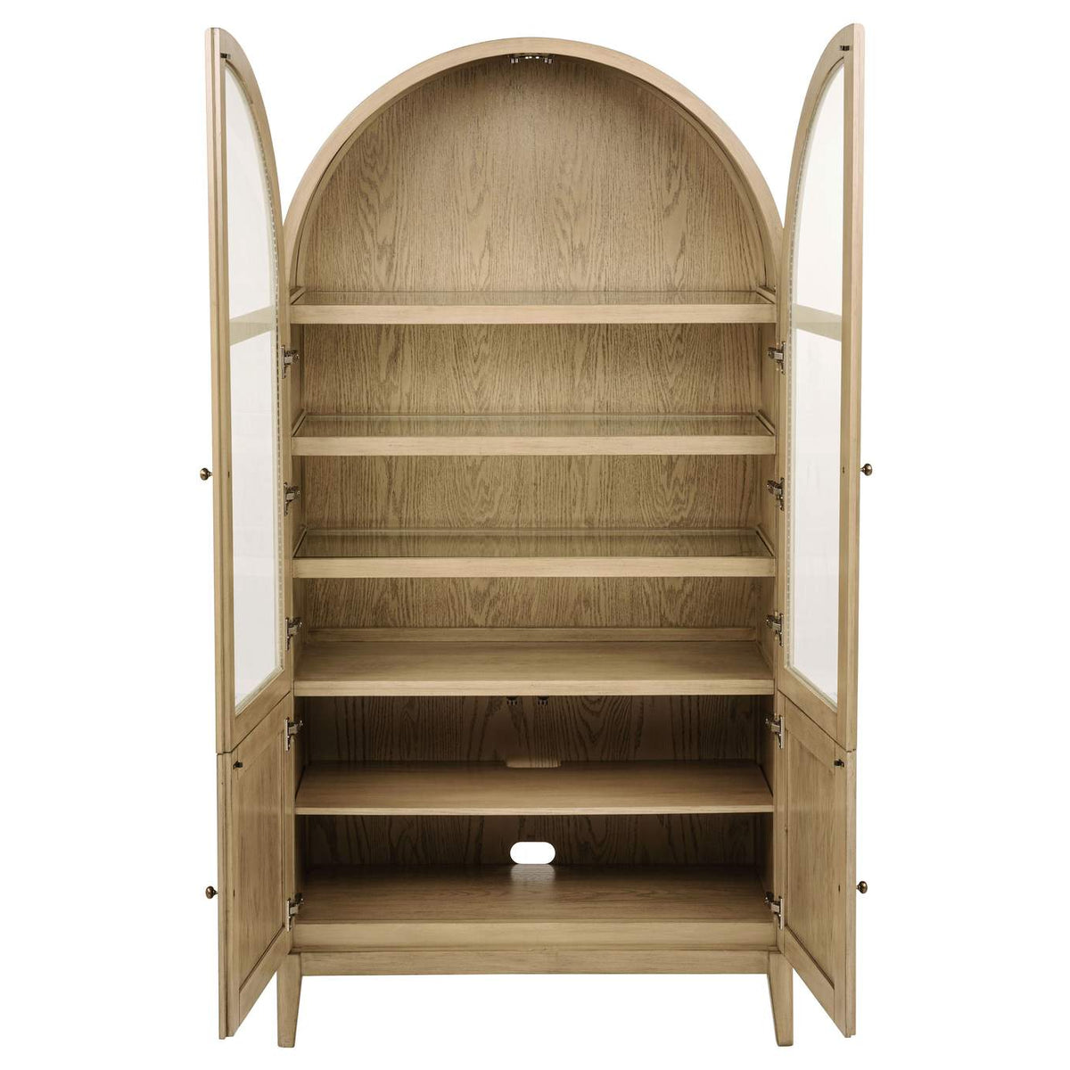 109386 Kailani 4-Door Cane Dining Vitrine Display Cabinet Beige Oak