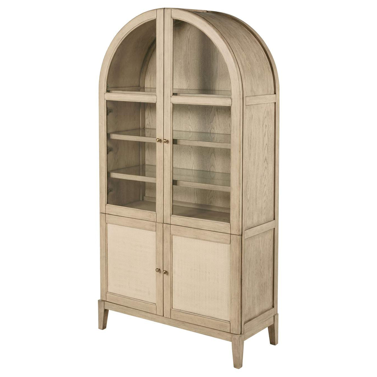 109386 Kailani 4-Door Cane Dining Vitrine Display Cabinet Beige Oak