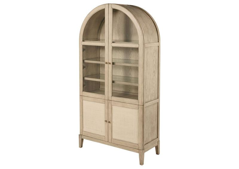 109386 Kailani 4-Door Cane Dining Vitrine Display Cabinet Beige Oak