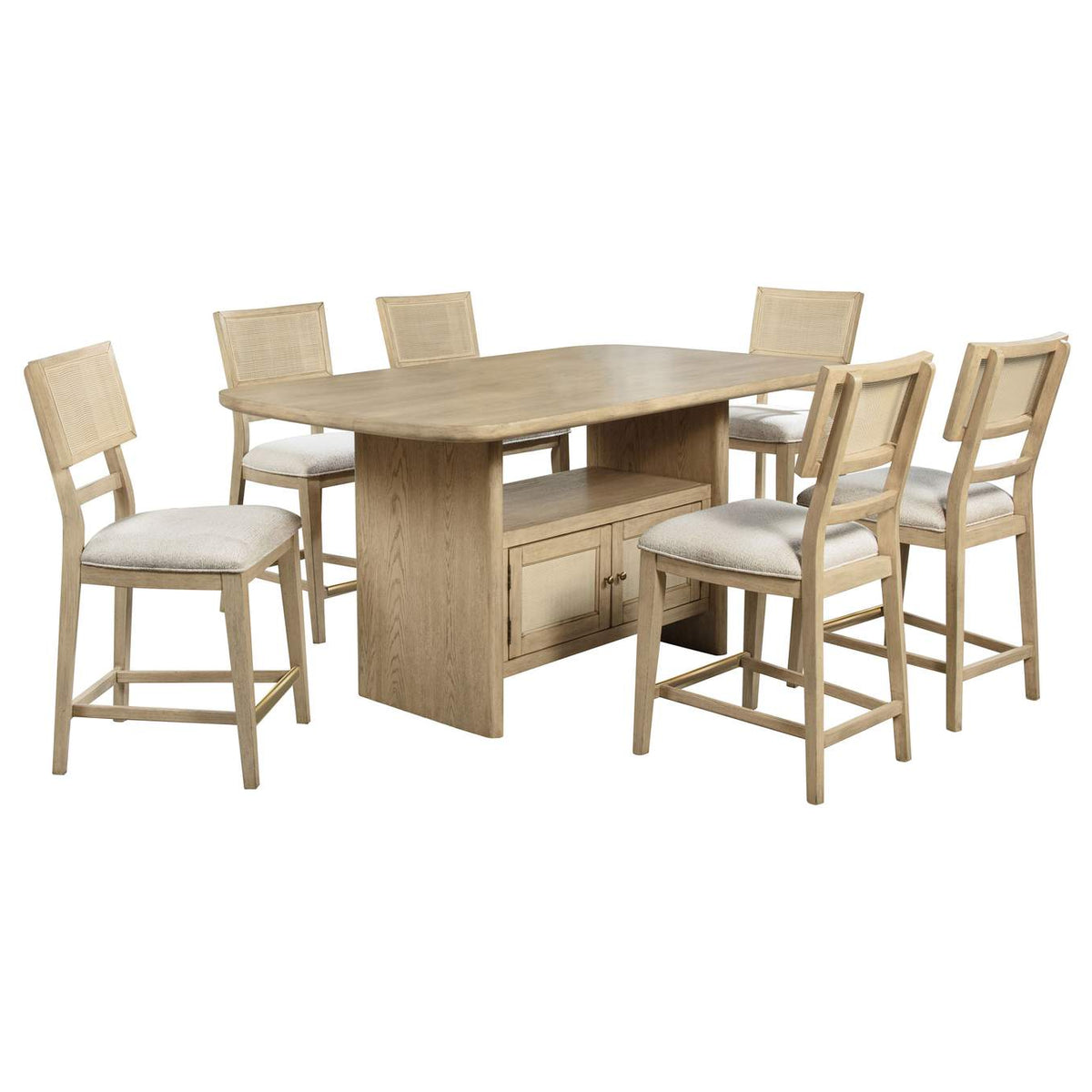 109388-S7 Kailani 7-piece Wood Counter Height Dining Set Beige Oak