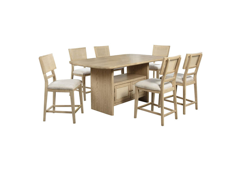 109388-S7 Kailani 7-piece Wood Counter Height Dining Set Beige Oak