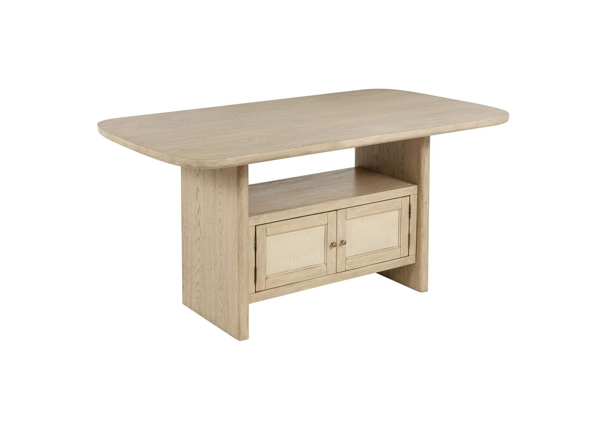 109388 Kailani Cane Counter Height Storage Dining Table Beige Oak