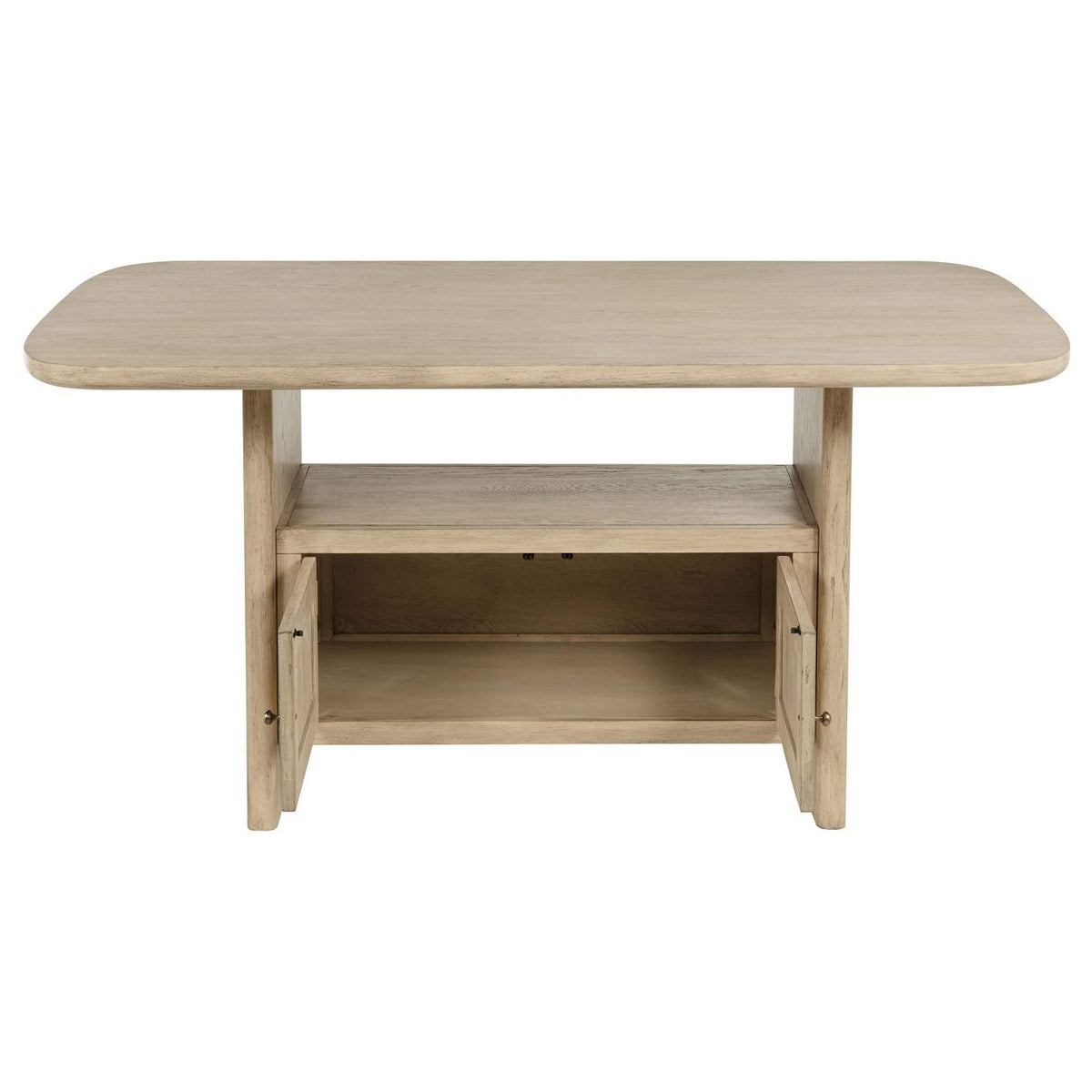 109388 Kailani Cane Counter Height Storage Dining Table Beige Oak