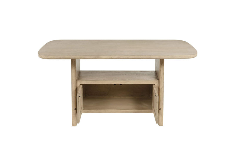 109388 Kailani Cane Counter Height Storage Dining Table Beige Oak