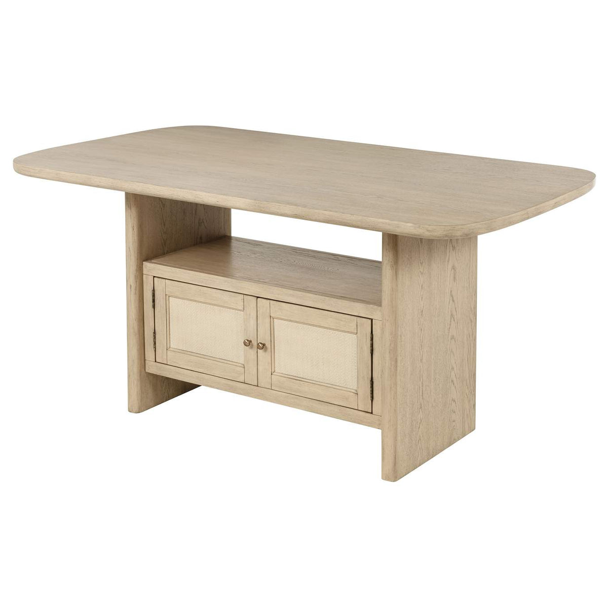 109388 Kailani Cane Counter Height Storage Dining Table Beige Oak