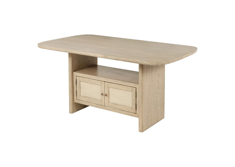 109388 Kailani Cane Counter Height Storage Dining Table Beige Oak