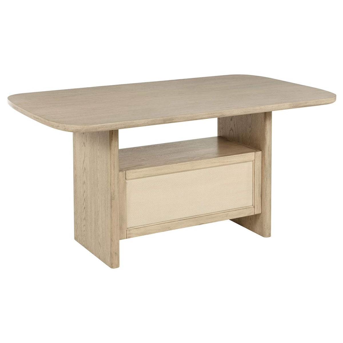 109388 Kailani Cane Counter Height Storage Dining Table Beige Oak