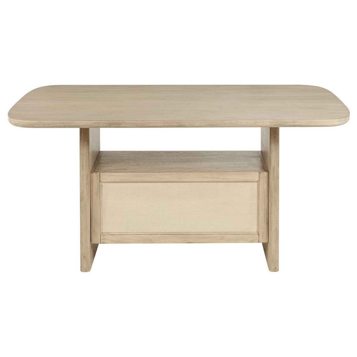 109388 Kailani Cane Counter Height Storage Dining Table Beige Oak