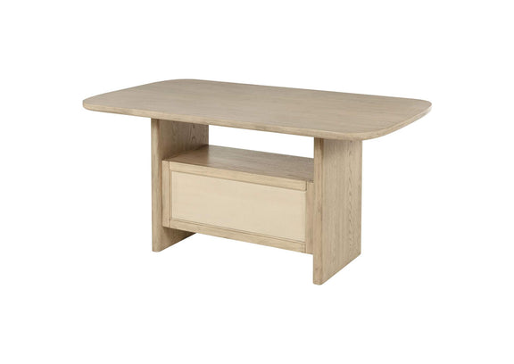 109388 Kailani Cane Counter Height Storage Dining Table Beige Oak