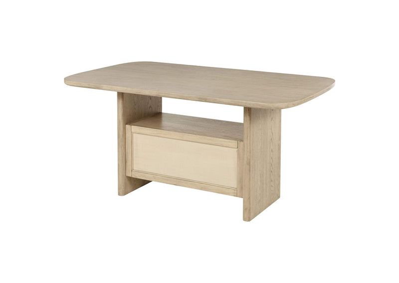 109388 Kailani Cane Counter Height Storage Dining Table Beige Oak