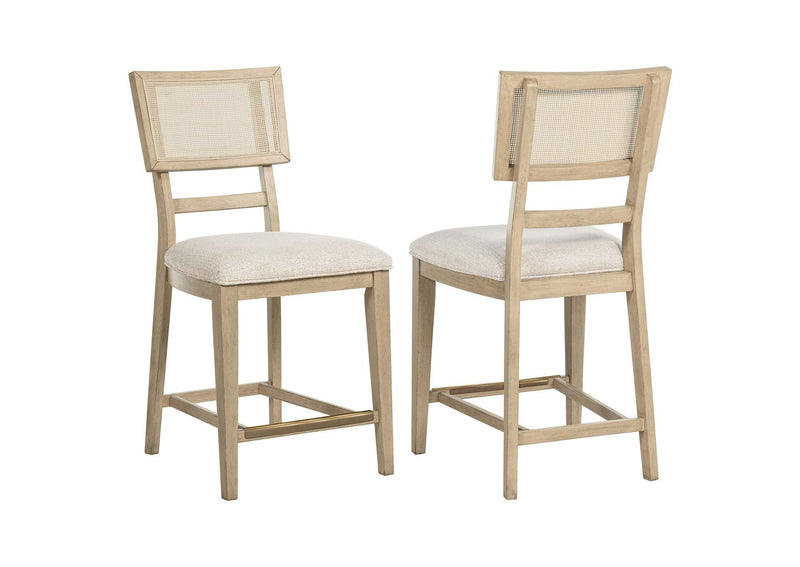 109389 Kailani Rattan Cane Counter Side Chair Beige Oak (Set of 2)
