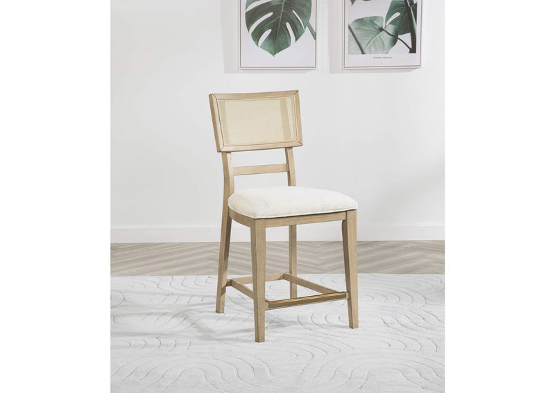 109389 Kailani Rattan Cane Counter Side Chair Beige Oak (Set of 2)