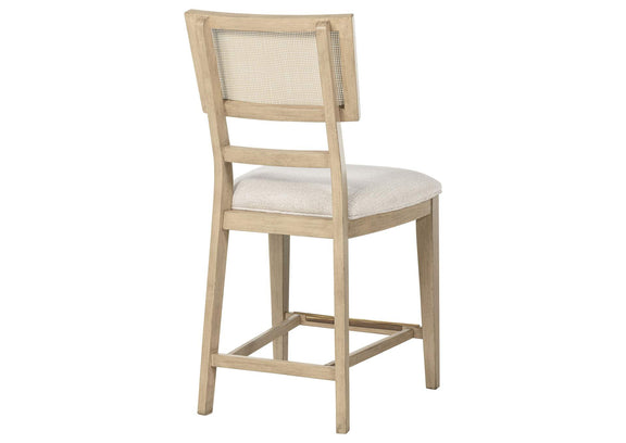 109389 Kailani Rattan Cane Counter Side Chair Beige Oak (Set of 2)