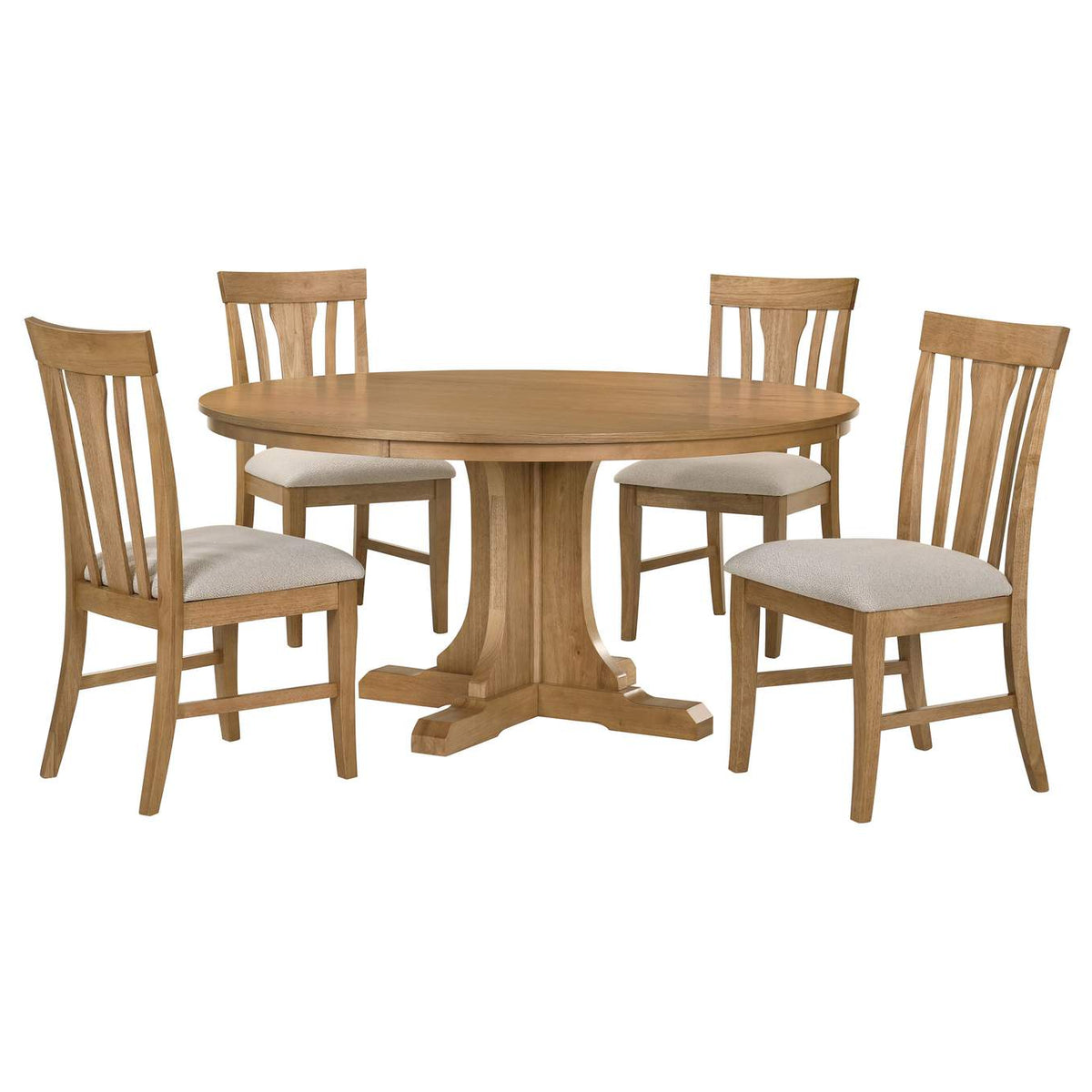 109460-S5 Hartville 5-piece Round Dining Table Set Natural Light Brown