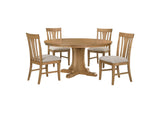 109460-S5 Hartville 5-piece Round Dining Table Set Natural Light Brown