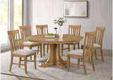 109460-S7 Hartville 7-piece Round Dining Table Set Natural Light Brown