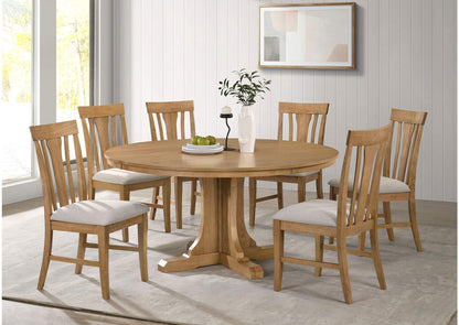 109460-S7 Hartville 7-piece Round Dining Table Set Natural Light Brown