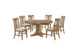 109460-S7 Hartville 7-piece Round Dining Table Set Natural Light Brown