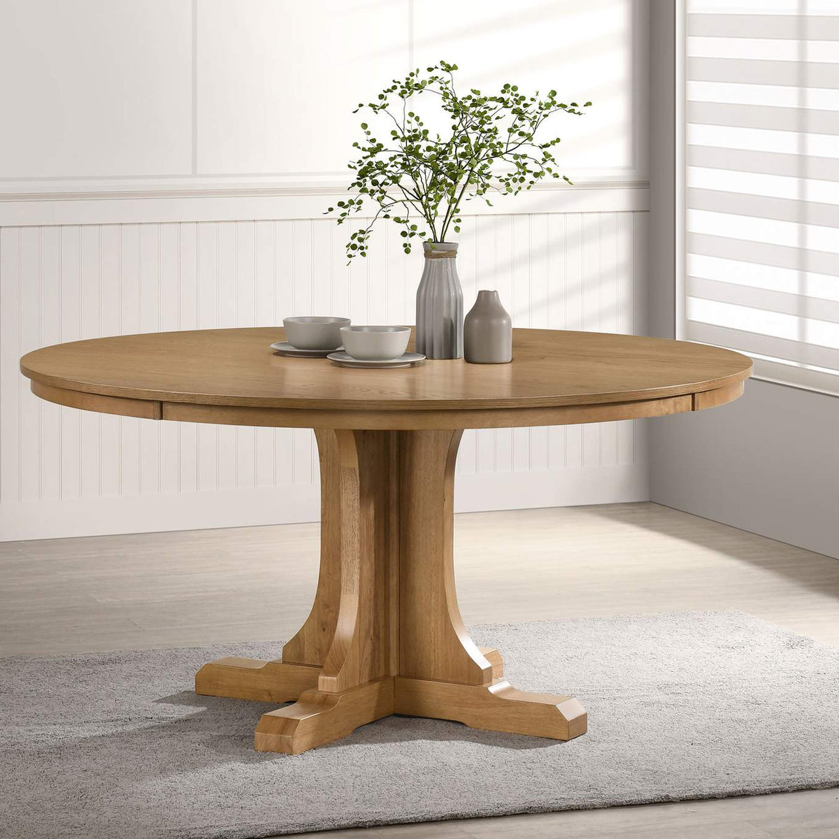 109460 Hartville 60-inch Round Dining Table Natural Light Brown