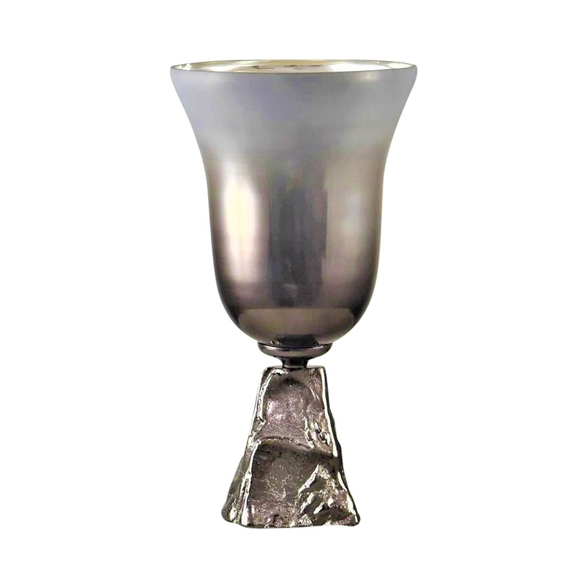 Glass 15" 2-Tone Chalice Vase - Metallic