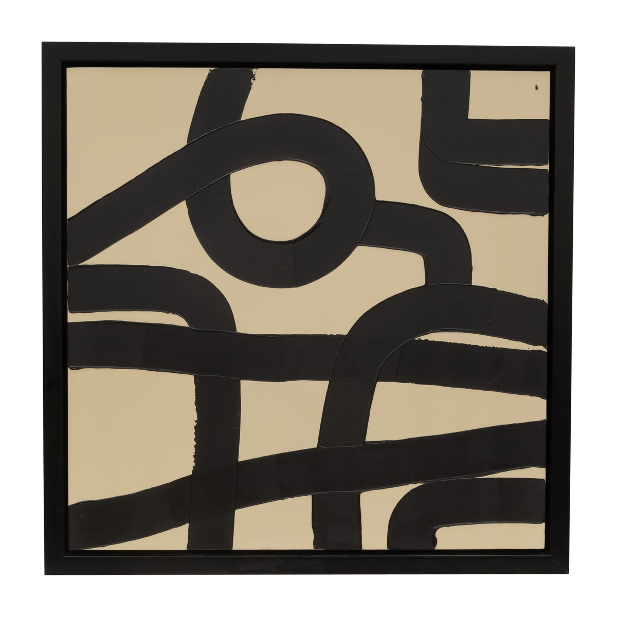 Hand Painted Curvy-Cross Roads 47 x 47- Ivory / Black
