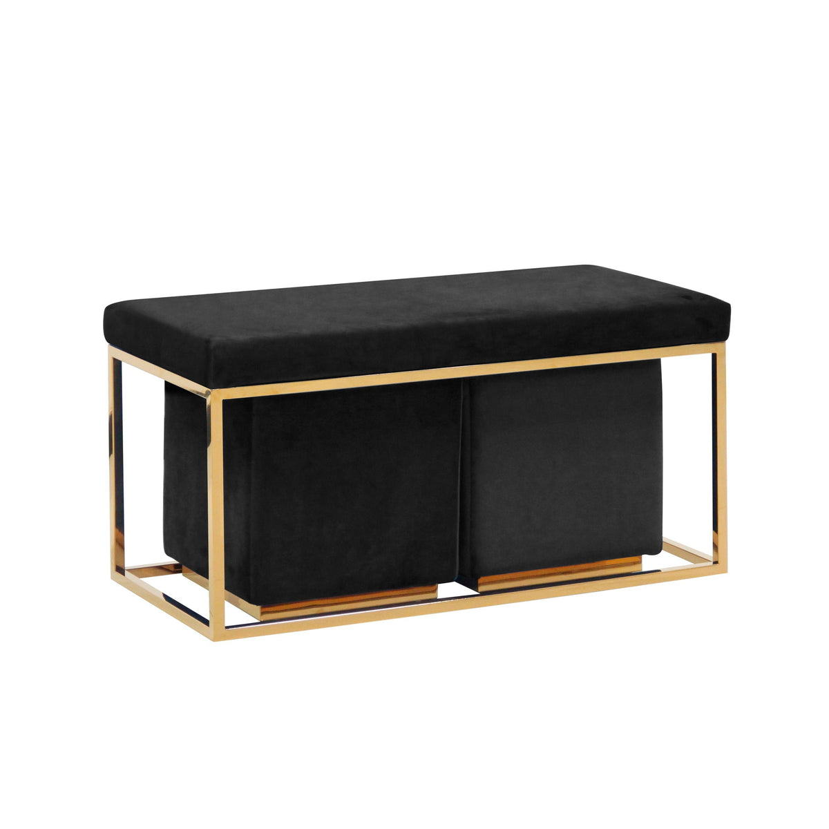 Bench / Stools (Set of 3) - Black / Gold