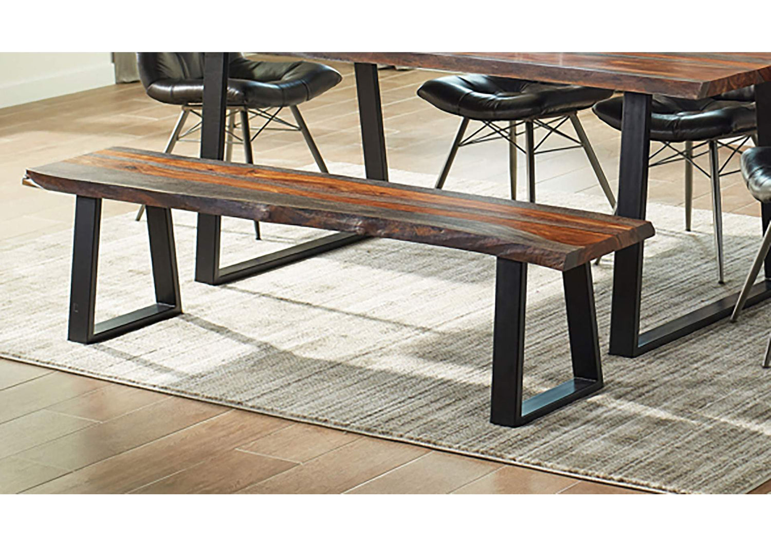 Ditman Live Edge Wood Dining Bench Grey Sheesham