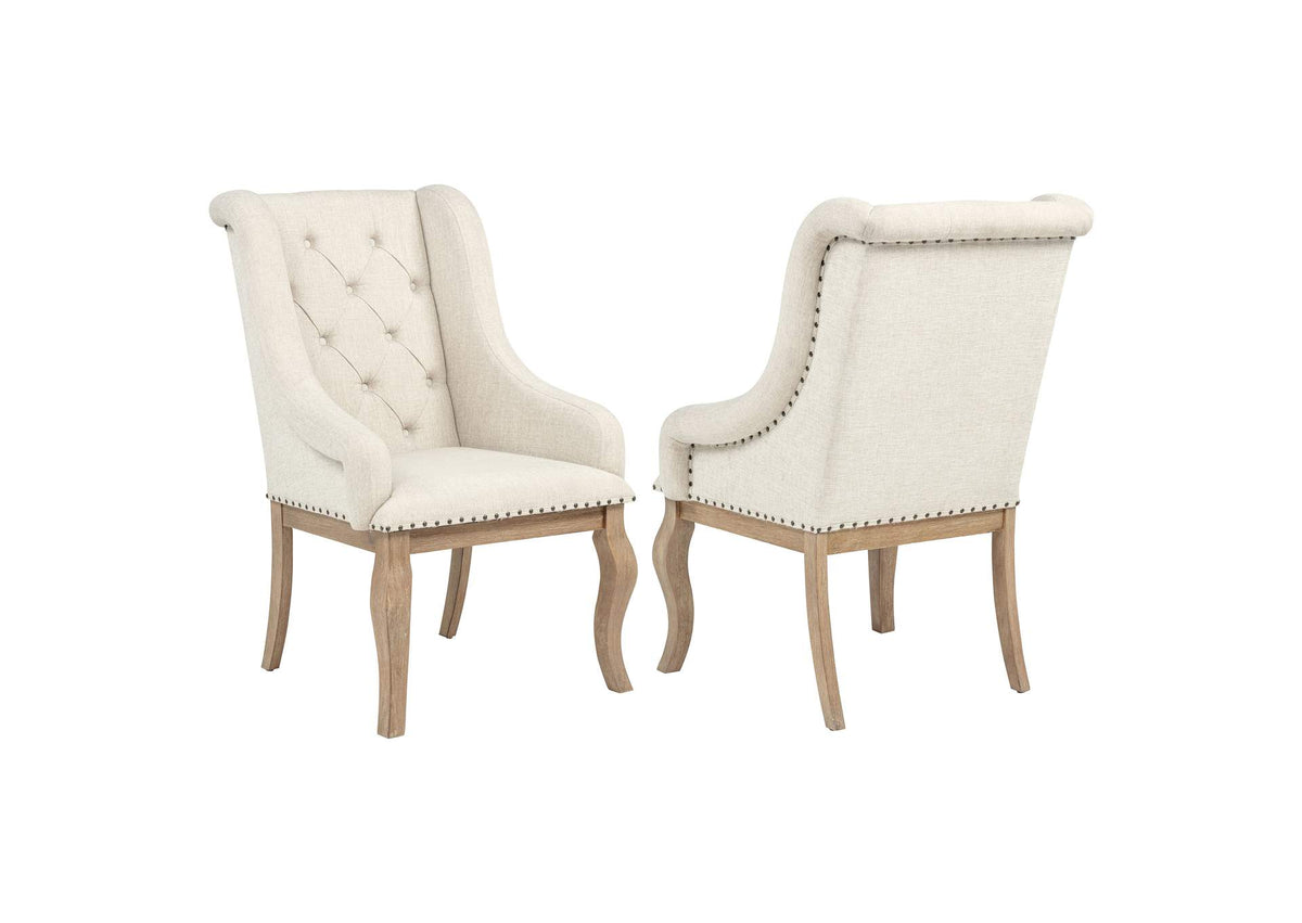 110293 Brockway Upholstered Arm Chair Barley Brown (Set of 2)