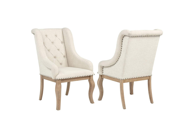 110293 Brockway Upholstered Arm Chair Barley Brown (Set of 2)