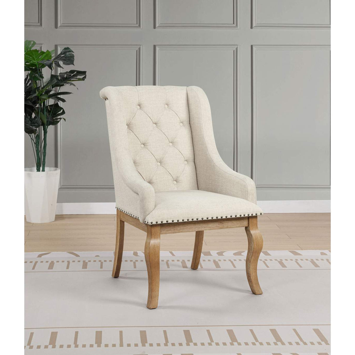 110293 Brockway Upholstered Arm Chair Barley Brown (Set of 2)