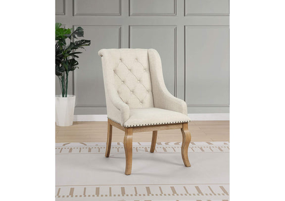 110293 Brockway Upholstered Arm Chair Barley Brown (Set of 2)