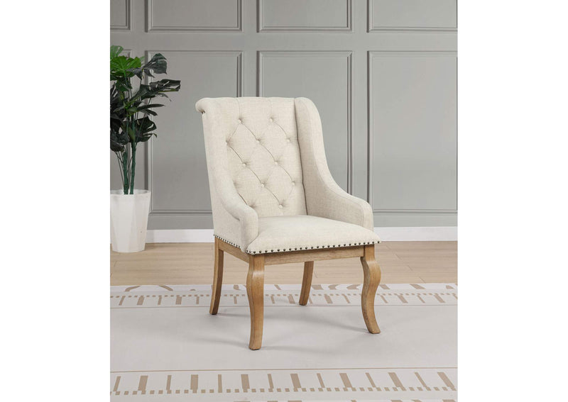110293 Brockway Upholstered Arm Chair Barley Brown (Set of 2)