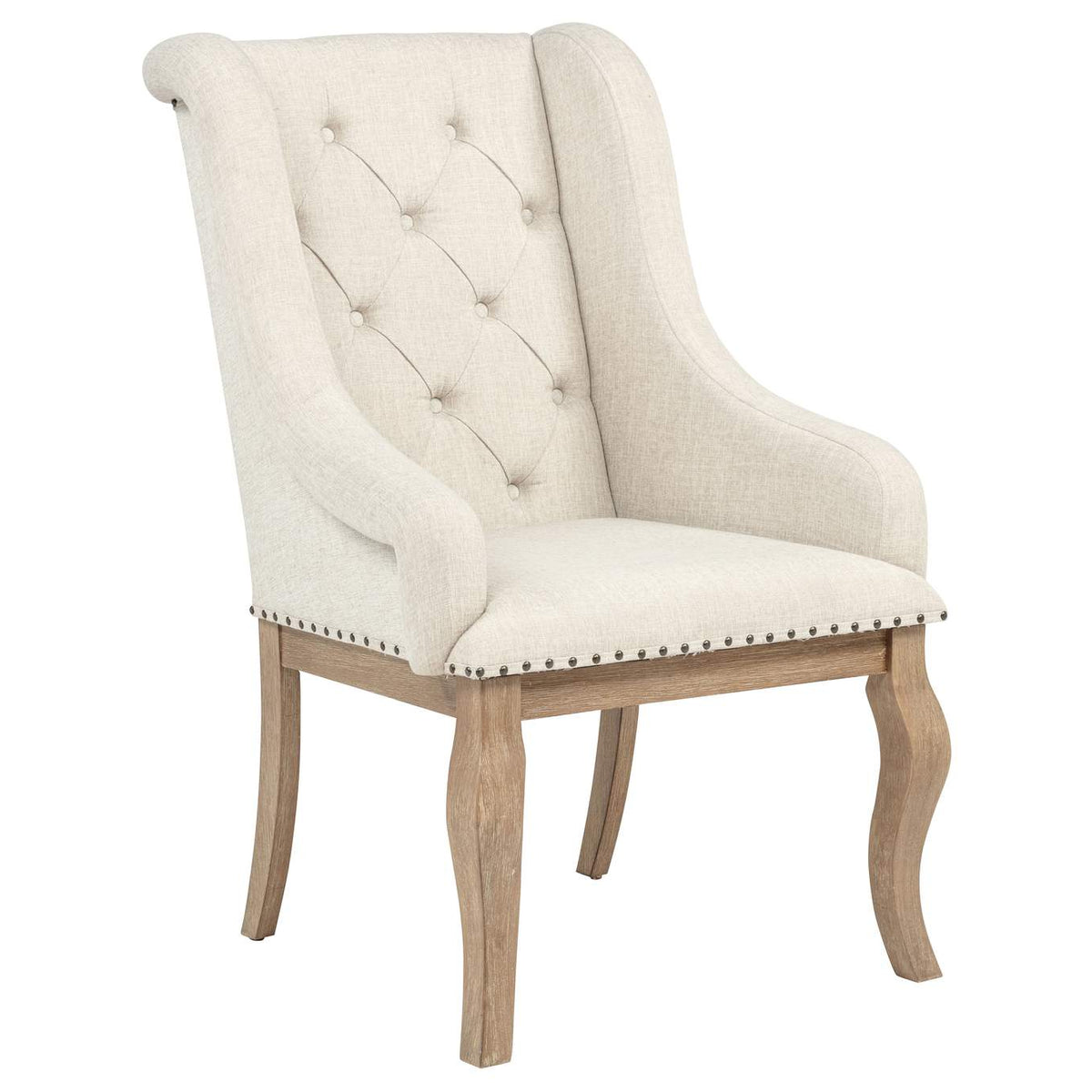 110293 Brockway Upholstered Arm Chair Barley Brown (Set of 2)