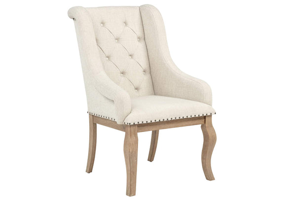 110293 Brockway Upholstered Arm Chair Barley Brown (Set of 2)