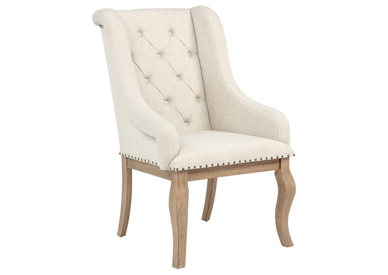 110293 Brockway Upholstered Arm Chair Barley Brown (Set of 2)