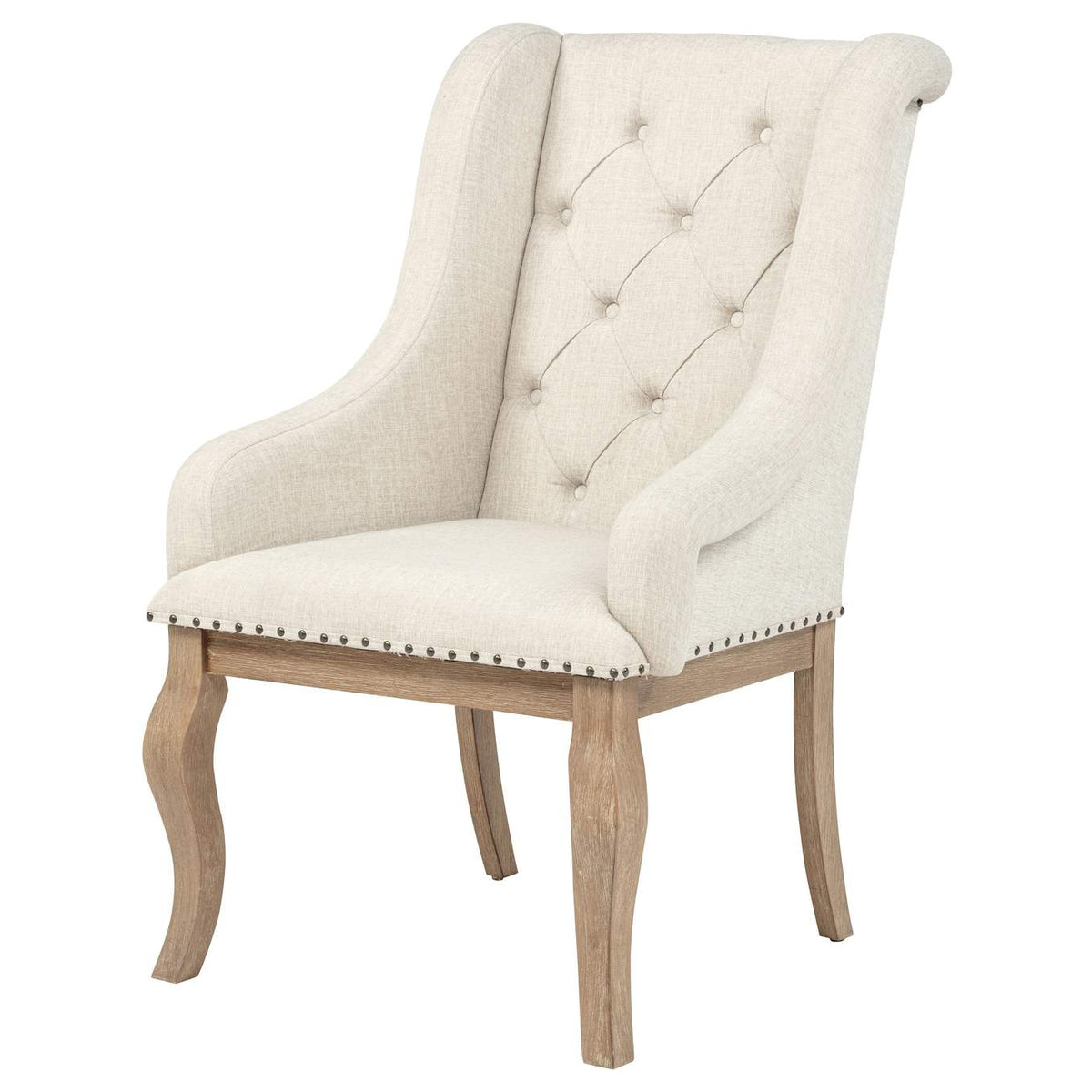 110293 Brockway Upholstered Arm Chair Barley Brown (Set of 2)