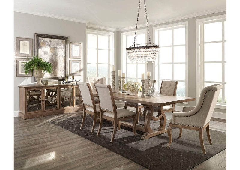 110293 Brockway Upholstered Arm Chair Barley Brown (Set of 2)