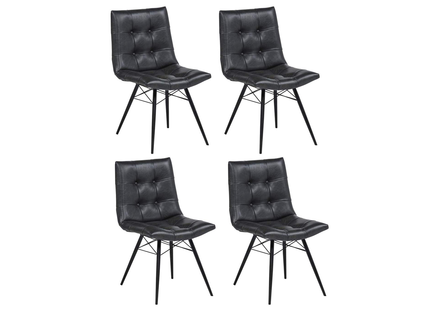Aiken Faux Leather Upholstered Dining Side Chair Charcoal Grey (Set of 4)